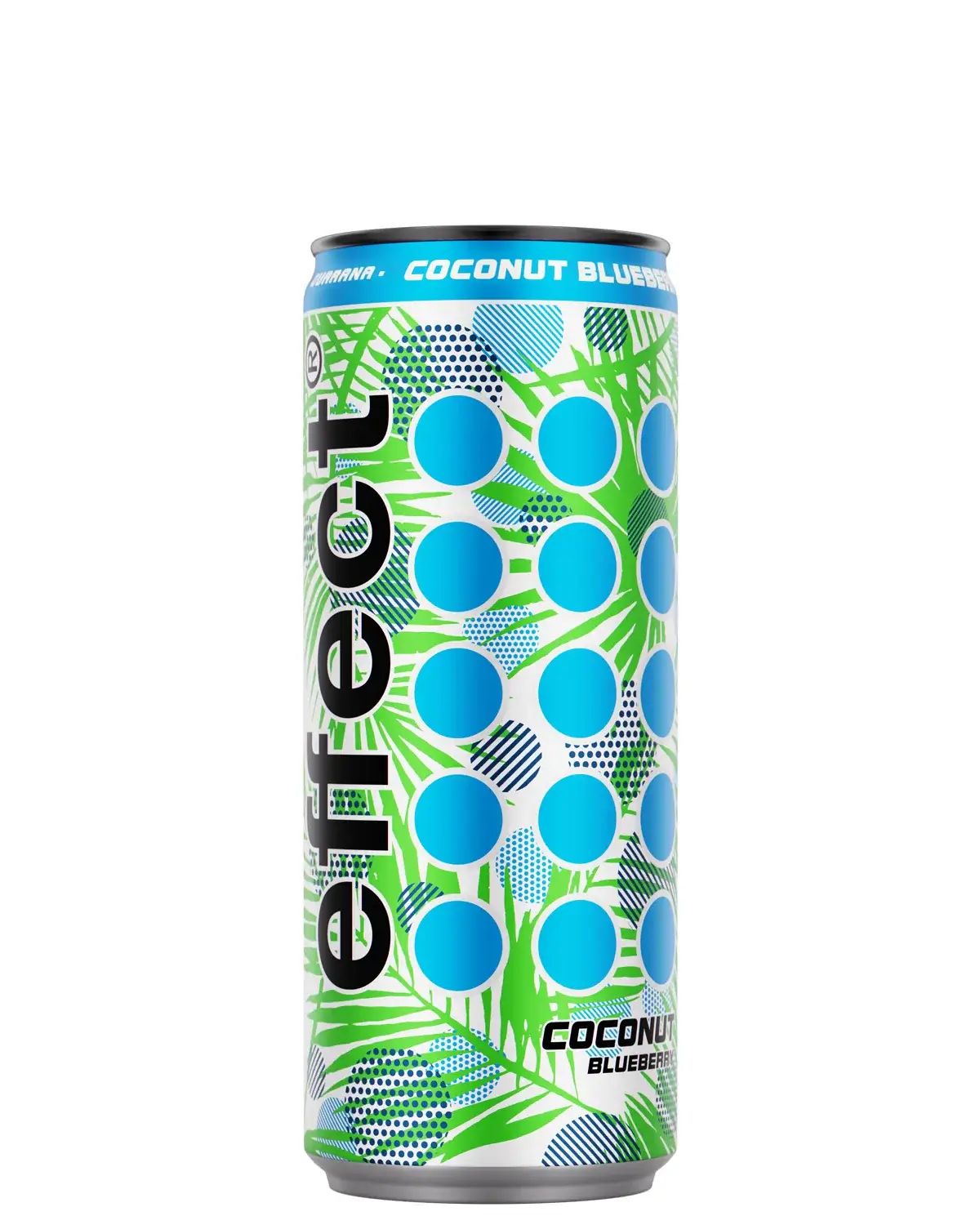 Eine Dose effect Energy Coconut Blueberry auf weißem Hintergrund